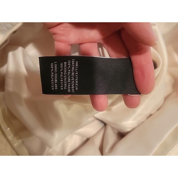 NWT 7 FOR ALL MANKIND Glazed Faux Leather Mini Skirt in Oyster Size M - Picture 11 of 13